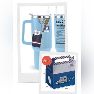 40 Oz Mail Carrier Travel Mug with Straw NIB